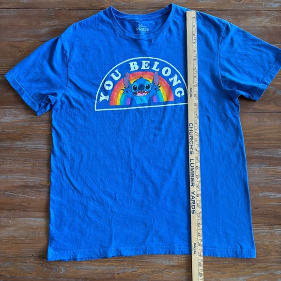 Disney Pride Collection Blue Shirt with “You Belong” & Stitch Graphic Size L - Picture 6 of 7
